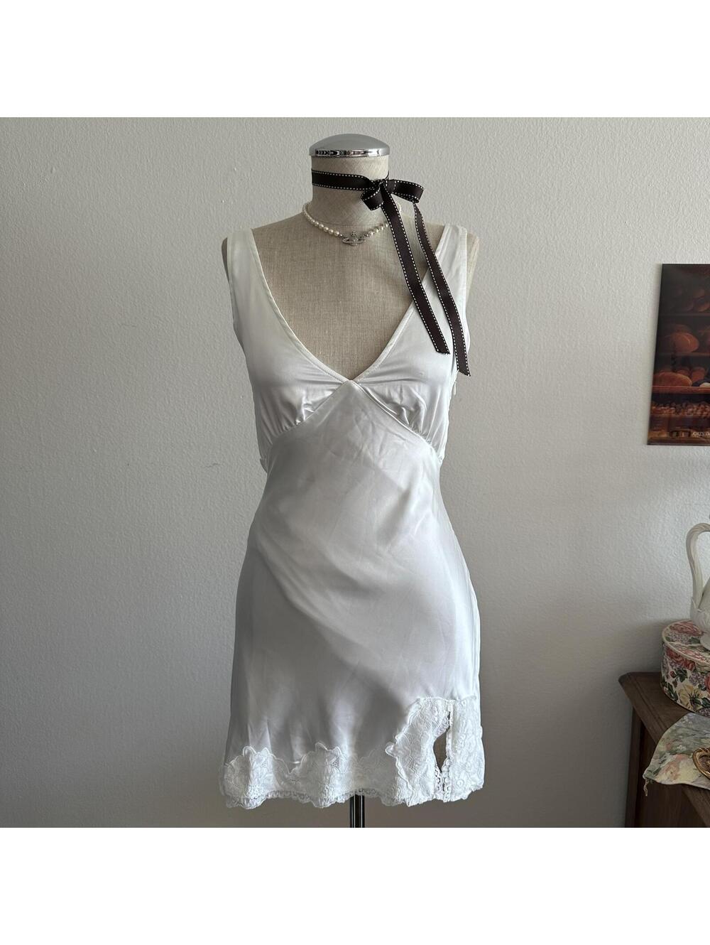 Princess Polly Athenia white silky tie back dress